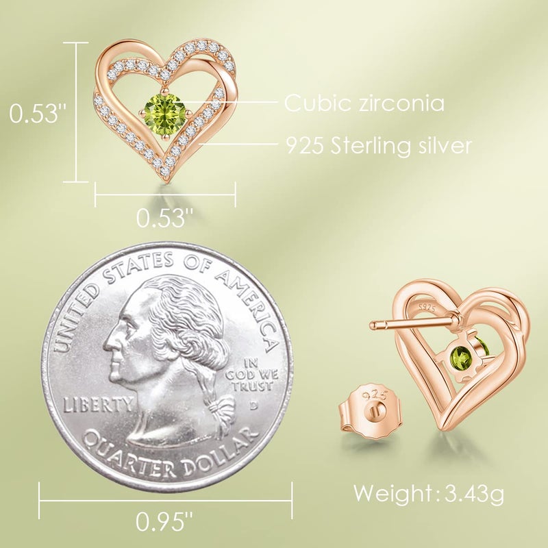 CDE Forever Love Heart Stud Earrings for Women, 925 Sterling Silver Birthstone Heart Stud Earrings Christmas Day Mother's Day Gift Anniversary Birthday Jewelry Gifts for Women Wife Her - Image 5